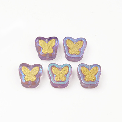 Electroplate Transparent Handmade Lampwork Beads X-LAMP-Q032-04A-1
