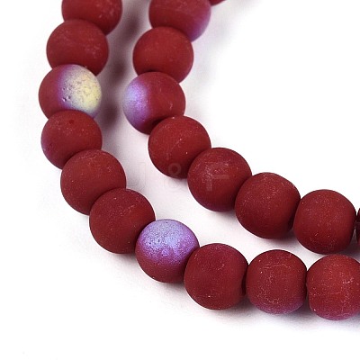 Frosted Opaque Glass Beads Strands GLAA-T032-P4mm-MBB23-1