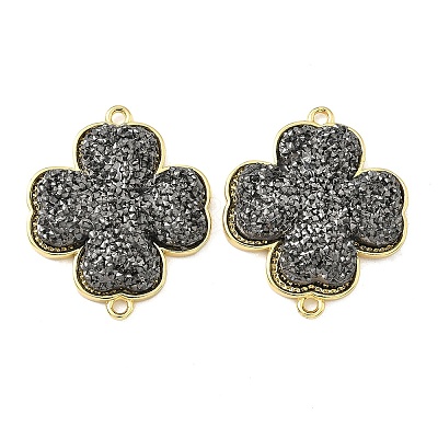 Brass with Druzy Resin Connector Charms KK-C158-05B-G-1