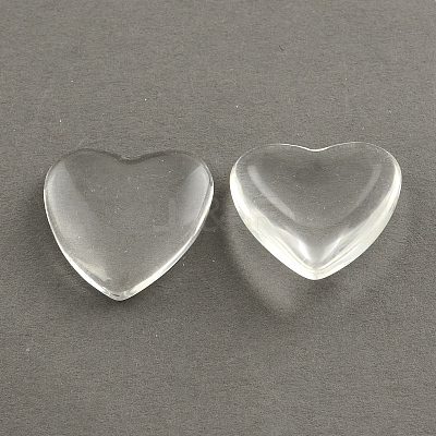 Transparent Glass Heart Cabochons GGLA-R021-18mm-1