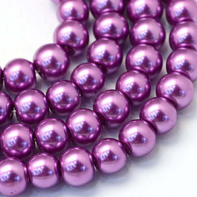 Baking Paint Pearlized Glass Pearl Round Bead Strands HY-Q003-4mm-16-1