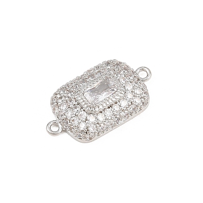 Brass Micro Pave Cubic Zirconia Connector Charms CU-CBAAB9C-01P-02-1
