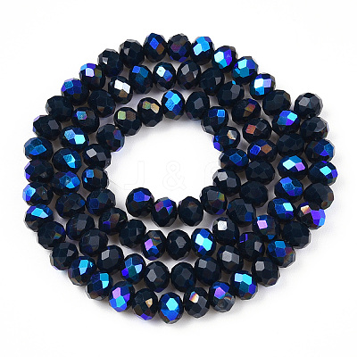 Electroplate Opaque Solid Color Glass Beads Strands X1-EGLA-A034-P6mm-L22-1