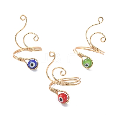 Copper Wire Wrap Open Cuff Rings RJEW-JR00562-02-1