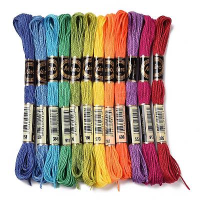 12 Skeins 12 Colors 6-Ply Polyester Embroidery Floss OCOR-M009-01B-01-1