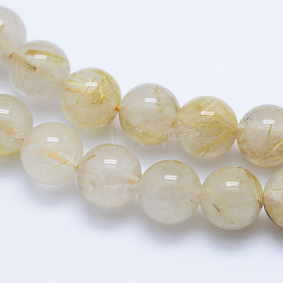 Natural Gold Rutilated Quartz Beads Strands G-P336-20-6mm-1
