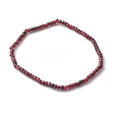 Faceted Rondelle Natural Garnet Beads Stretch Bracelets BJEW-JB06383-01-1