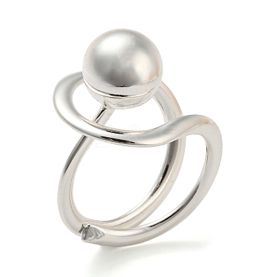 Round Ball Rack Plating Brass Wire Wrap Finger Rings RJEW-Q786-01S-1