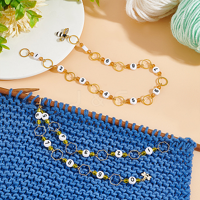Acrylic & Glass Beaded Link Knitting Row Counter Chains HJEW-AB00443-1