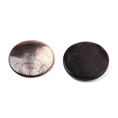 Natural Black Lip Shell Carved Cabochons SSHEL-T017-04B-1