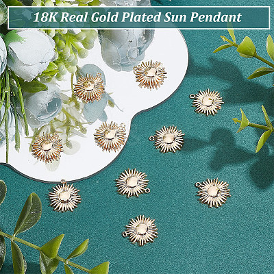 10Pcs Brass Solar Eclipse Pendants KK-BC0013-13-1