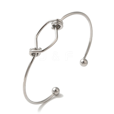 Non-Tarnish 304 Stainless Steel Open Cuff Bangles for Women BJEW-Z071-02P-1