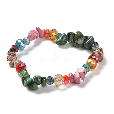 3Pcs Bohemia Style Natural Turquoise & Glass Beaded Stretch Bracelets for Women BJEW-S178-03-1