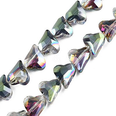 Electroplate Transparent Glass Beads Strands EGLA-N002-44-08-1