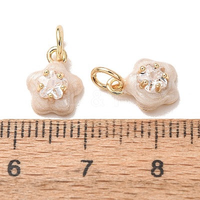 Brass Micro Pave Clear Cubic Zirconia with Enamel Charms CU-K002-53G-B-1