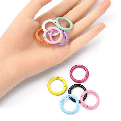 10Pcs 10 Colors Spray Painted Eco-Friendly Alloy Spring Gate Rings FIND-YW0002-27-1