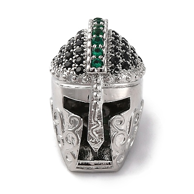 Helmet Shape Rack Plating Brass with Cubic Zirconia Beads KK-S406-15F-1