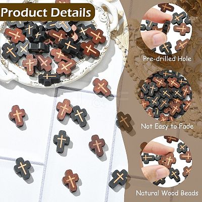 40Pcs 2 Colors Natural Wood Beads WOOD-CJ0002-61-1