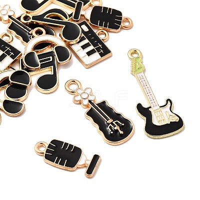 14Pcs 7 Styles Music Theme Alloy Enamel Pendants FIND-FP0002-97-1