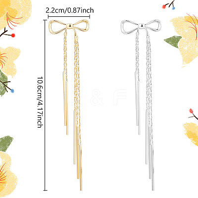 2 Pairs 2 Colors Alloy Bowknot Dangle Stud Earrings with Sterling Silver Pins EJEW-AN0004-90-1