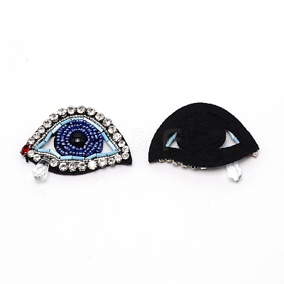 Right Eye Glass Seed Beaded Patches LS-DIY-WH0301-07B-1