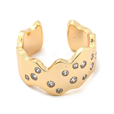 Real 14K Gold Plated Brass with Cubic Zirconia Cuff Earrings EJEW-M232-01G-G-1