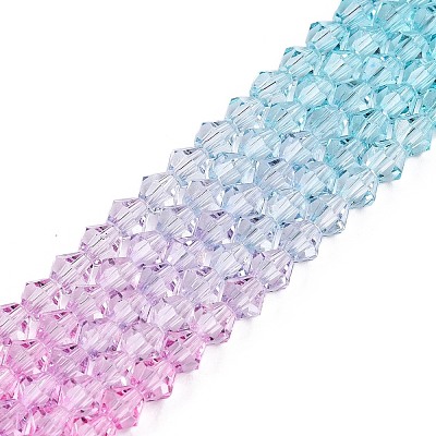 Gradient Color Baking Paint Glass Bead Strands DGLA-A039-T6mm-A05-1