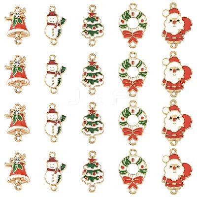 30Pcs 5 Styles Christmas Alloy Enamel Links FIND-FS0004-93-1