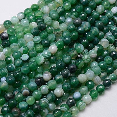 Natural Striped Agate/Banded Agate Beads Strands G-G581-6mm-12-1