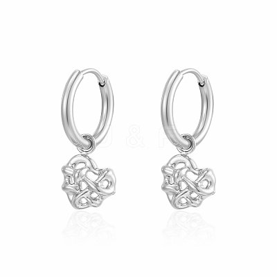 Non-Tarnish Heart 304 Stainless Steel Hoop Earrings for Women SJ0663-2-1