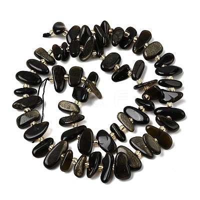 Natural Golden Sheen Obsidian Beads Strands G-L649-A04-01-1