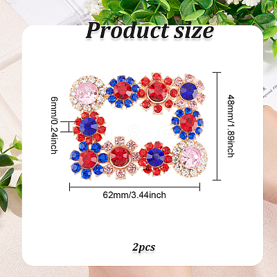 2Pcs Alloy Rhinestone Flower Shoe Decorations FIND-FG0002-40A-1