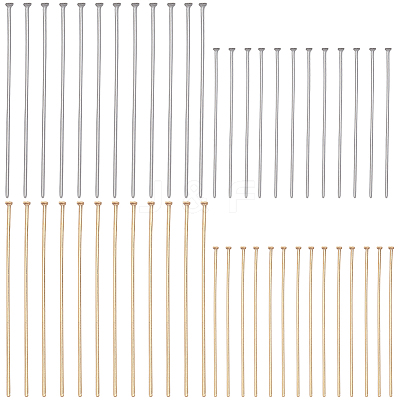 400Pcs 4 Styles 304 Stainless Steel Flat Head Pins STAS-SC0005-78-1