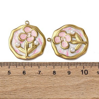 304 Stainless Steel Enamel Pendants STAS-P406-26C-G-1