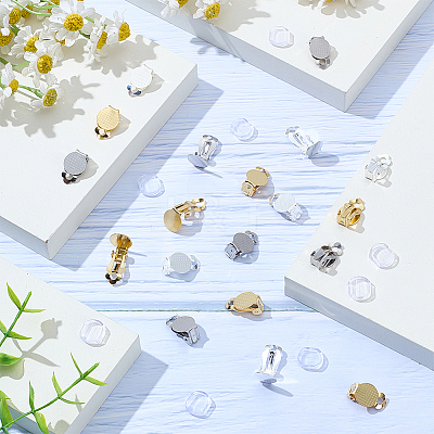 36Pcs 3 Colors 304 Stainless Steel Clip-on Earring Findings STAS-ME0001-63-1