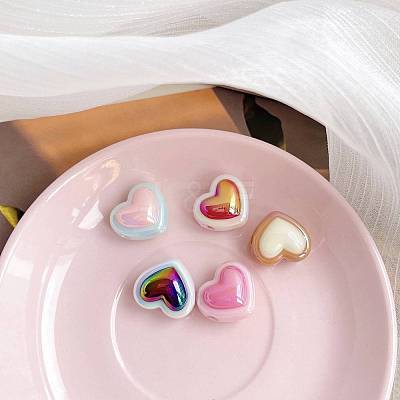 UV Plating Rainbow Iridescent Acrylic Beads X-PACR-I003-01-1