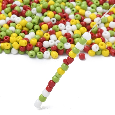 4 Colors Christmas 6/0 Glass Round Seed Beads SEED-X0058-03C-1