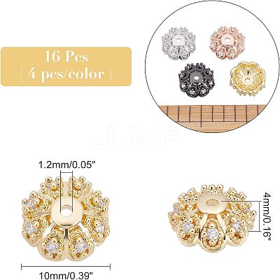 Multi-Petal Brass Micro Pave Cubic Zirconia Bead Caps ZIRC-NB0001-44-1