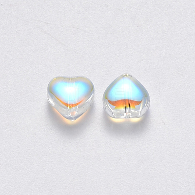 Transparent Spray Painted Glass Beads GLAA-R211-02-D02-1