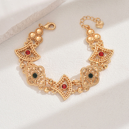 Vintage Brass Glass Hollow Link Bracelets for Women QG3110-7-1