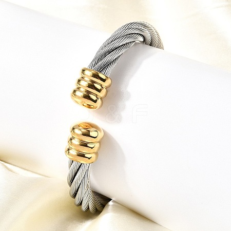 304 Stainless Steel Cuff Bangles BJEW-P310-26A-GP-1