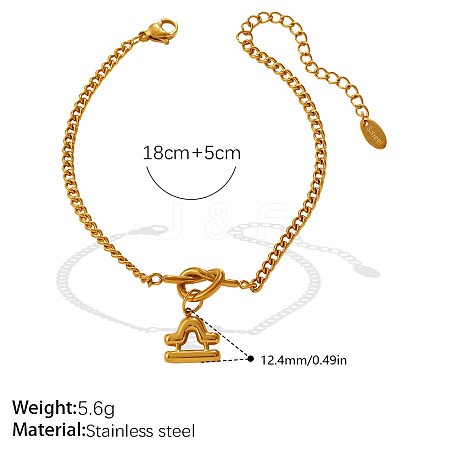 304 Stainless Steel Twelve Constellation Knot Charm Bracelets for Unisex WG096DB-09-1