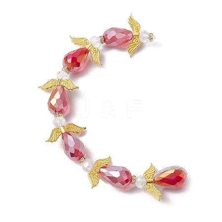 Dark Red Angel Fairy Shape Electroplate Transparent Glass Beads Strands AJEW-JB01175-1