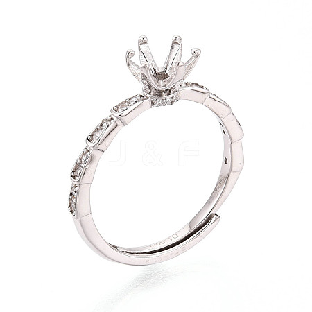 Rhodium Plated 925 Sterling Silver Micro Pave Cubic Zirconia Engagement Solitaire Ring Settings STER-N016-77P-1