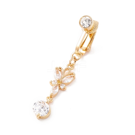 Butterfly Cubic Zirconia Charm Belly Ring AJEW-F057-15G-1