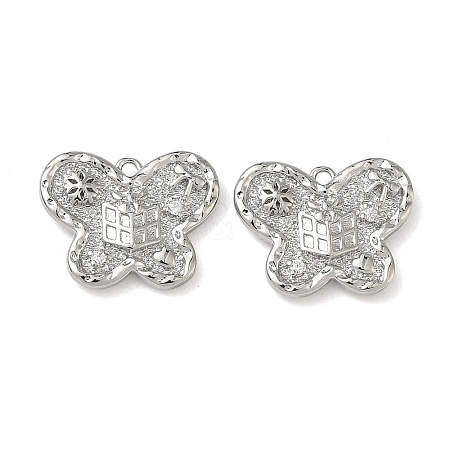 Christmas Brass Micro Pave Clear Cubic Zirconia Pendants KK-A280-03F-P-1
