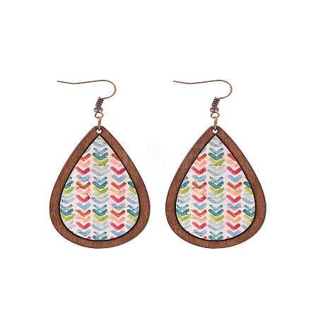 Wood Dangle Earrings FS-WG89FD2-03-1