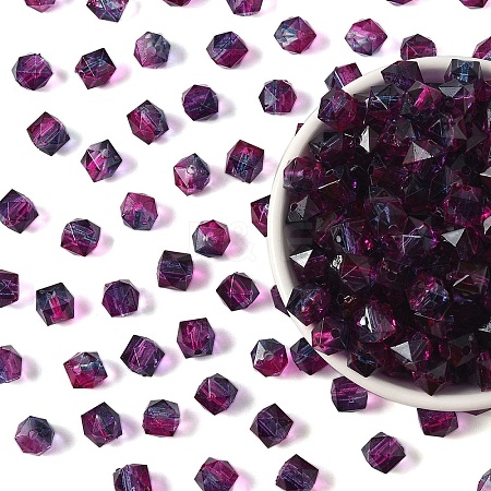 300Pcs Two Tone Transparent Spray Painted Acrylic Beads ACRP-YW0001-16E-1