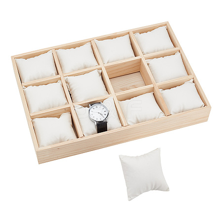 12 Slots Wooden Watch Organizer Trays AJEW-WH0471-143C-1