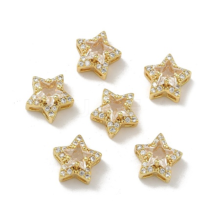 Brass Micro Pave Cubic Zirconia Slide Charms KK-D226-02G-08-1